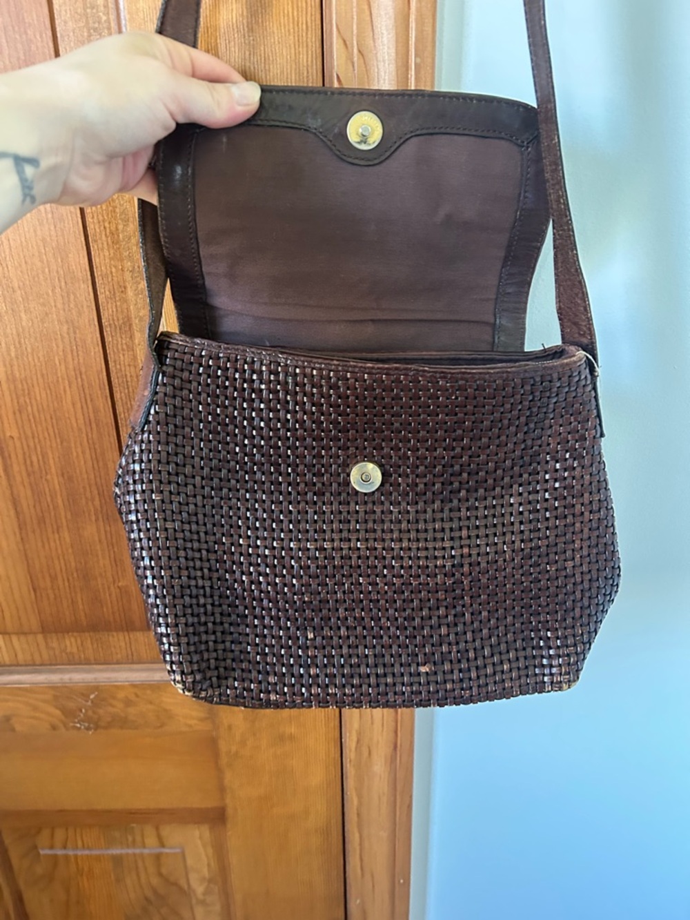 Vintage Sharif Woven Leather Crossbody Bag - Picture 4 of 6